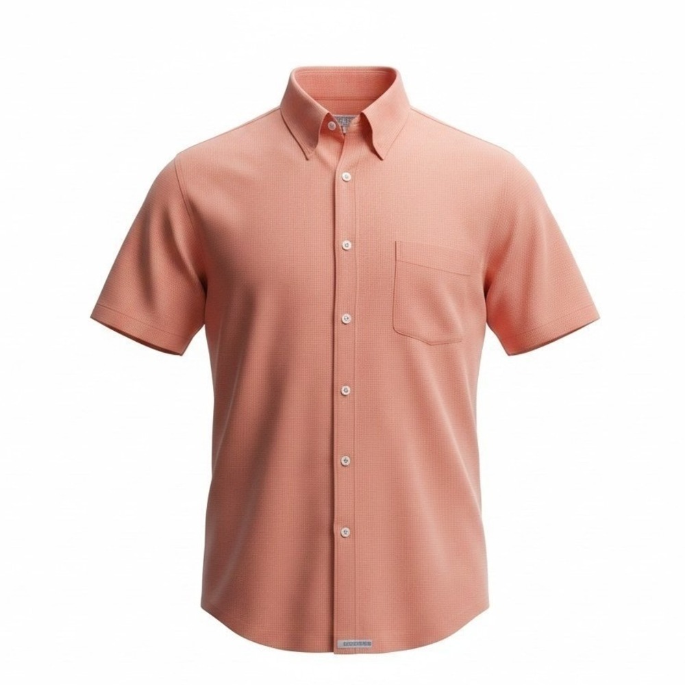 Ted Baker London Mens Orange Micro Check Short Sleeve Button Down Shirt Size 4 L
